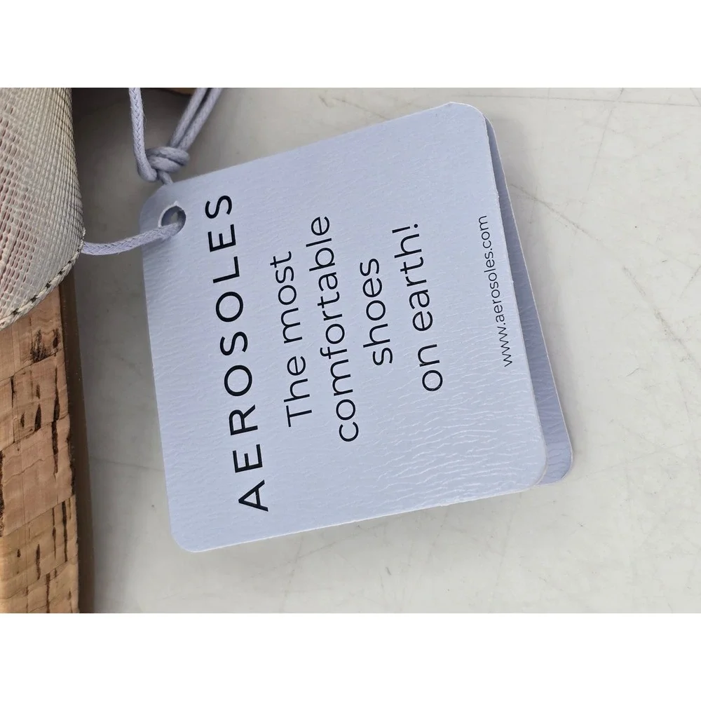 Aerosoles Clio Sandals Womens Size 10M Gold T-Strap Cork Wedge - New